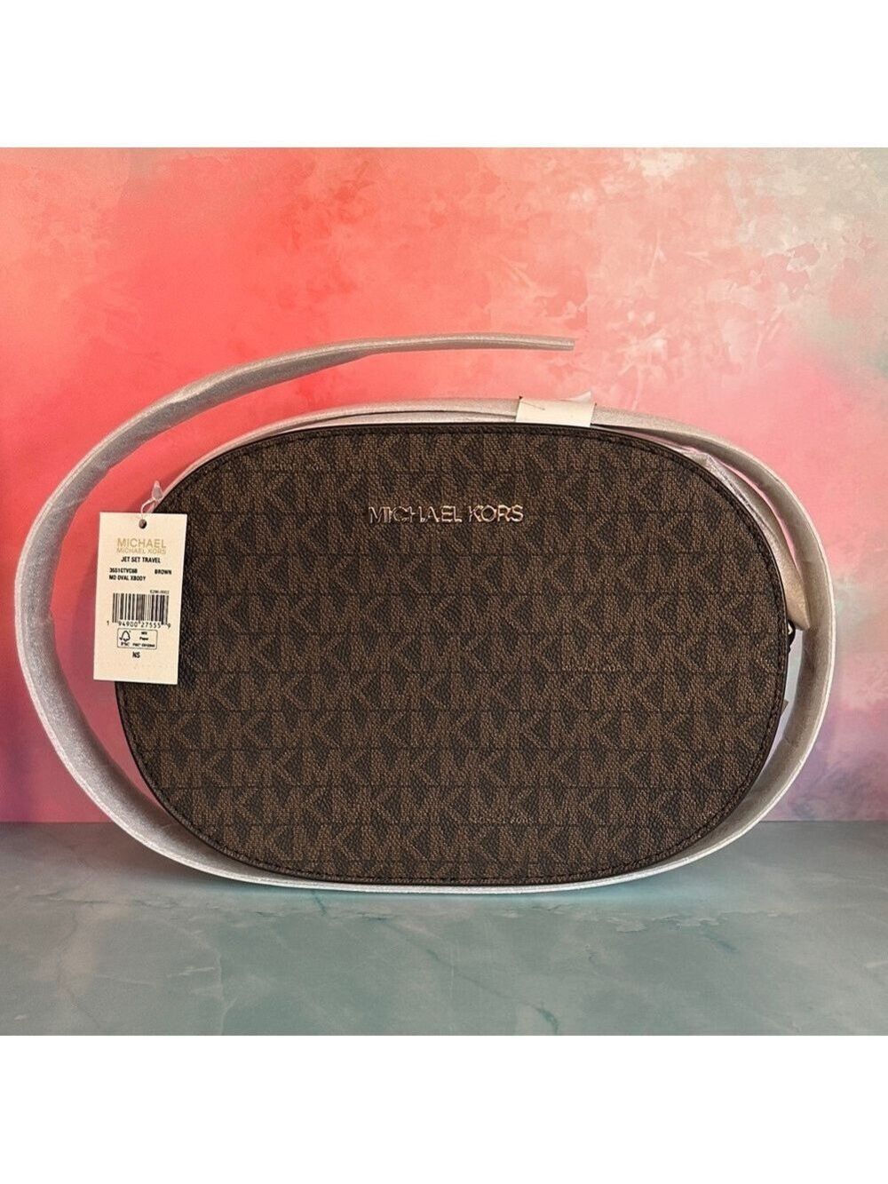 Michael Kors Brown Logo Crossbody Bag Jet Set Travel - Picture 6 of 16